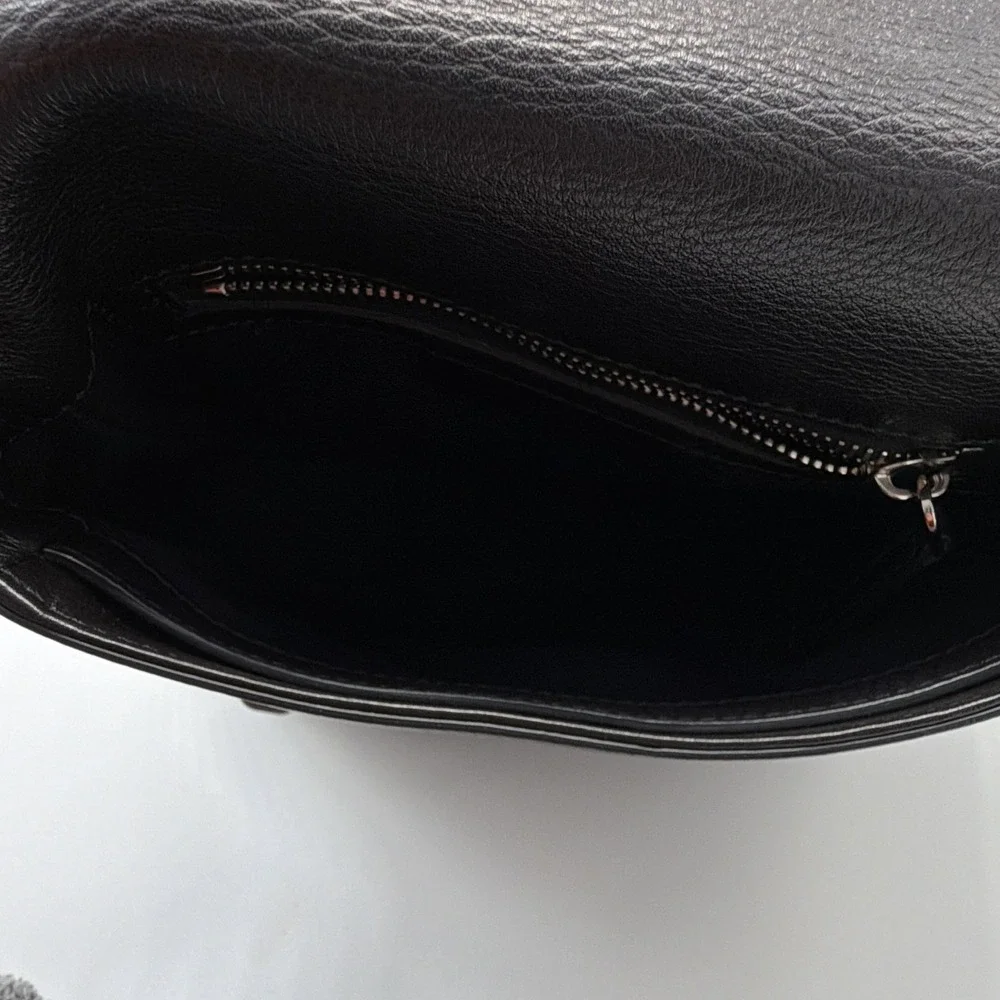 Givenchy Y2K  Small Pandora Black Satchel Top Handle Bag Detachable Strap Silver